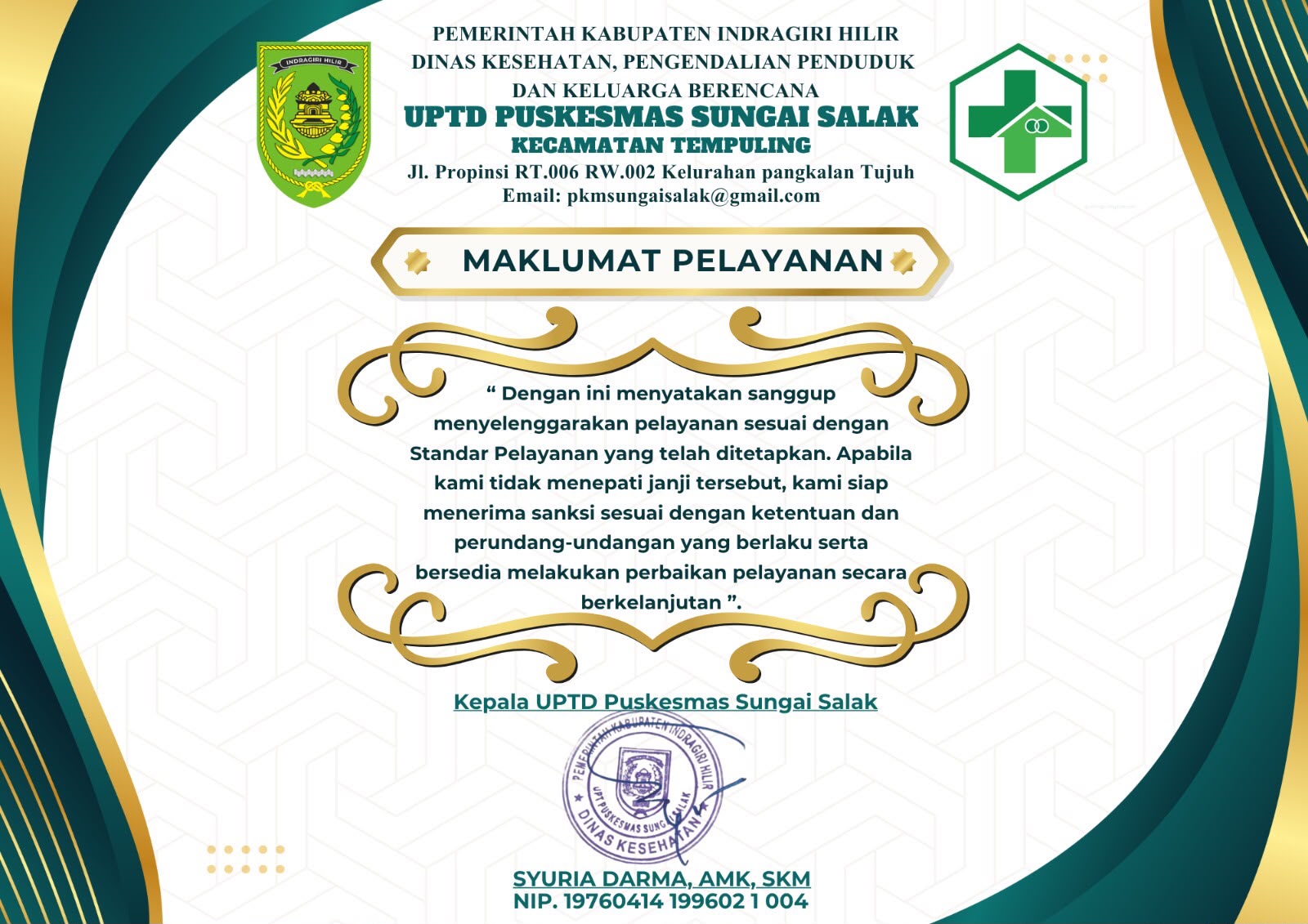 Maklumat Pelayanan UPTD Puskesmas Sungai Salak